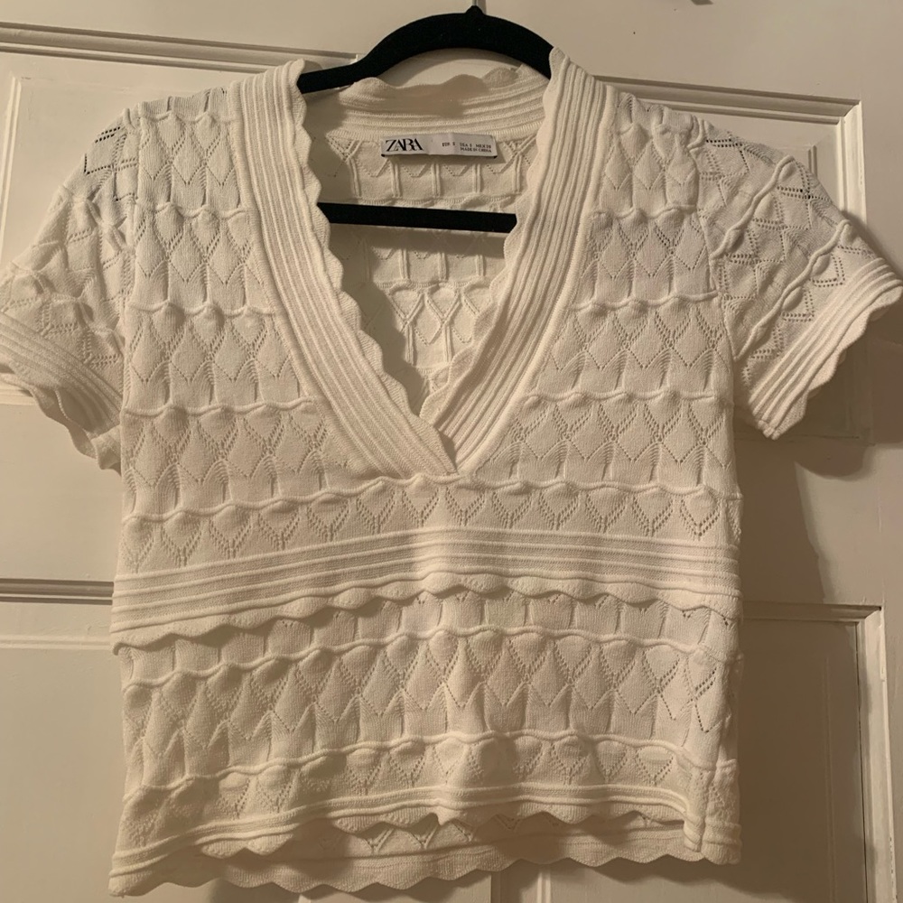 White Zara top with detailing